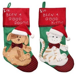 Christmas Pet Stocking, Felt, Assorted, 19-In.