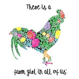 Tin Metal Sign,  There's A Farm Girl In All Of Us, Floral Rooster, 12 x 16-In.