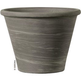 Duo Planter, Round, Grafite Clay, 8-In.