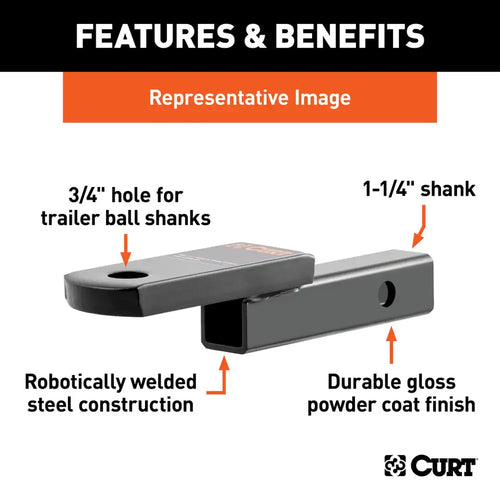 Curt Class 2 Ball Mount (1-1/4 Shank, 3,500 lbs., 3-1/4 Drop, 7-1/4 Long)