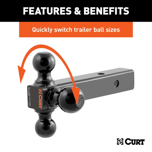 Curt Multi-Ball Mount (2 Hollow Shank, 1-7/8, 2 & 2-5/16 Black Balls)