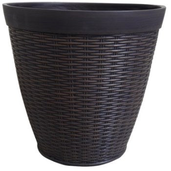 Southern Patio HDR-054764 Jamaica Design Resin Wicker Round Planter, Brown ~ Approx 15