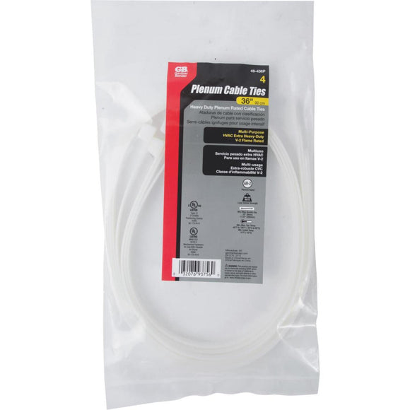 Gardner Bender 36 In. x 0.35 In. Natural Plenum Cable Tie (4-Pack)