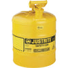 Justrite 5 Gal. Type I Galvanized Steel Safety Fuel Can, Yellow