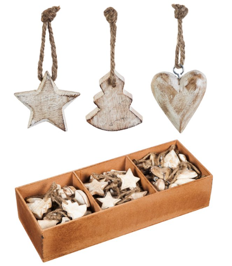 Evergreen White Painted Wood Ornament