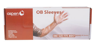 Aspen Veterinary Resources Shoulder Length OB Sleeve Gloves Brown 100/PKG