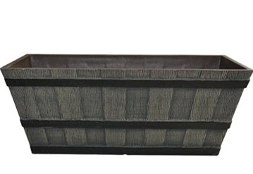 Gardener Select® Whiskey Barrel Trough Planter - 10in W x 22in L x 10in H - Barn Wood Grey with Black Bands