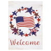 Evergreen Americana Star Wreath Burlap Garden Flag