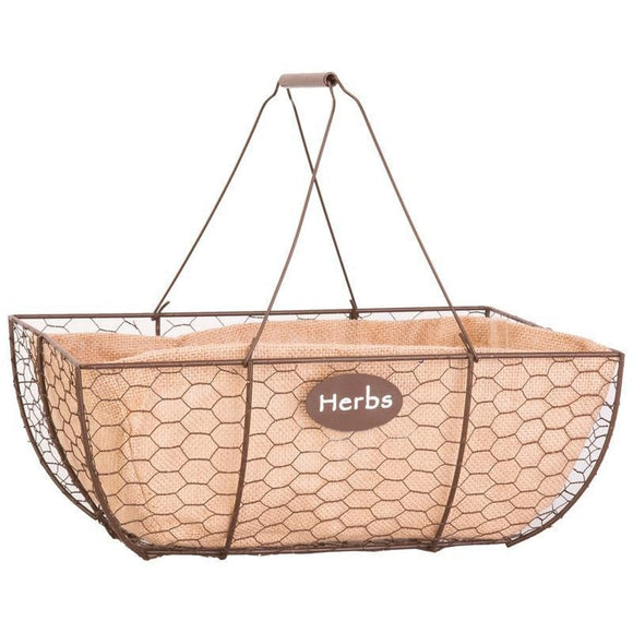 HERB BASKET WITH BURLAP LINER