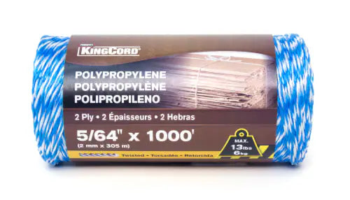 Mibro King Cord Polypropylene Twisted Rope 5/64 - 2 ply (in.) 1000 ft.