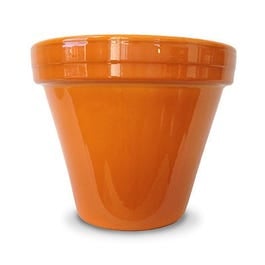 Flower Pot, Orange Ceramic, 4.5 x 3.75-In.