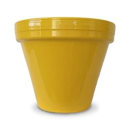 Flower Pot, Yellow Ceramic, 4.5 x 3.75-In.