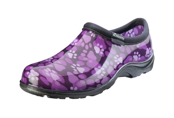 Sloggers Women’s Waterproof Comfort Shoes Paw Print Purple Design
