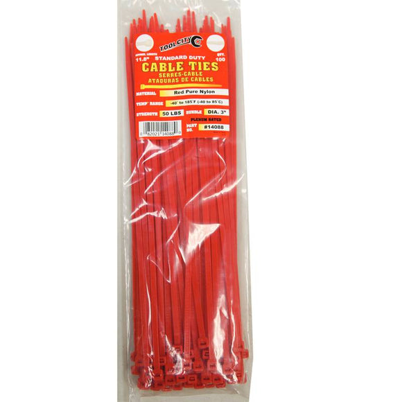 Tool City Cable Tie Red 11.8