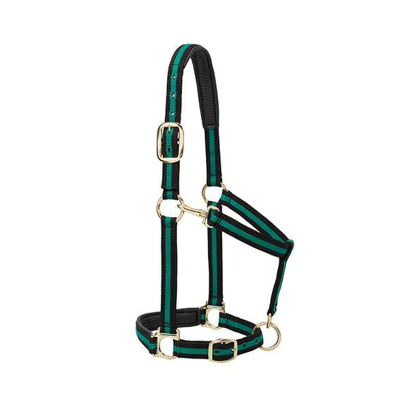 Weaver Leather Striped Padded Adjustable Chin And Throat Snap Halter Average Green 1