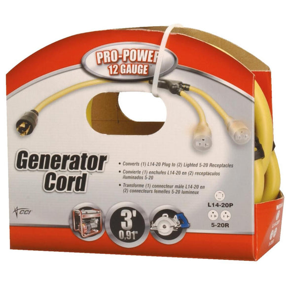 Coleman Cable Pro-Power 3 Ft. 12/4 Generator Cord