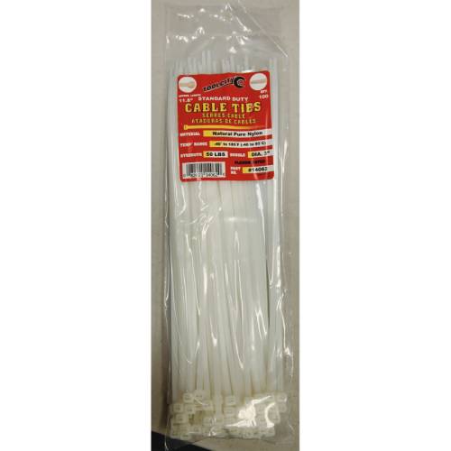 Tool City 11.8 in. L White Cable Tie 100 Pack