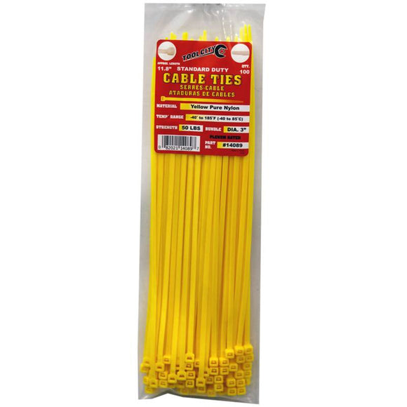 Tool City 11.8 in. L Yellow Cable Tie 100 Pack