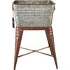 EMBOSSED AGED GALVANIZED SQUARE TUB W/STAND